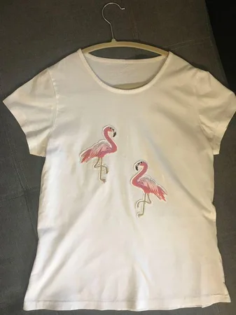 Белая футболка с фламинго - Луганск, Луганская область