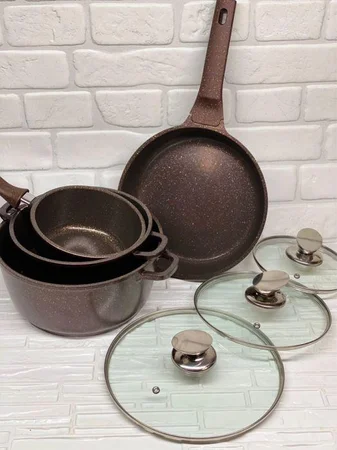 Набор посуды с гранитным покрытием, 9 предметов. Кастрюля, сковородка - Житомир, Житомирская область