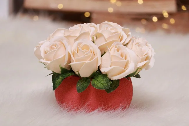Букет из мыльных роз в керамике (качество ПРЕМИУМ) - Счастье, Луганская область